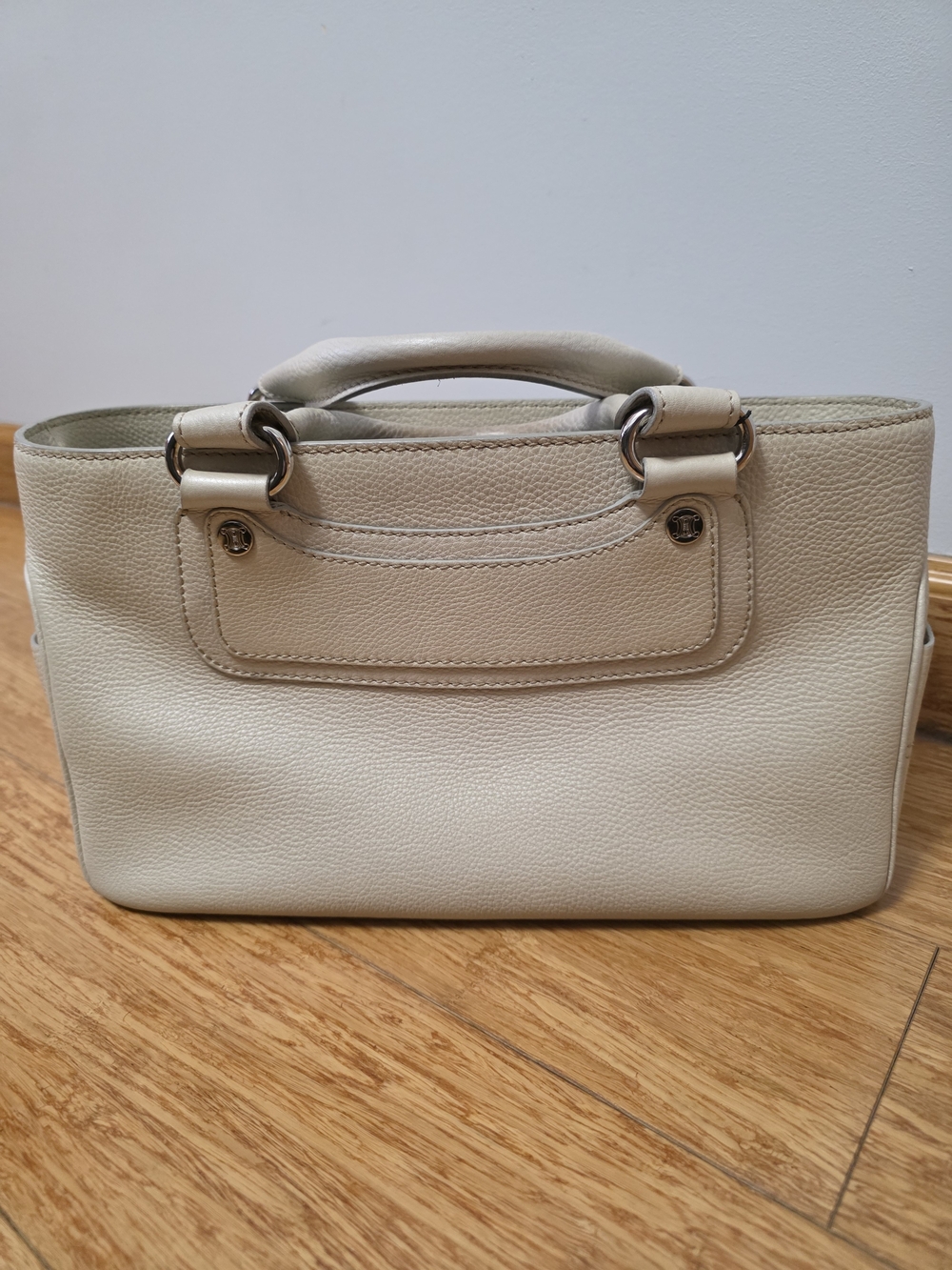 Celine Cream Pebbled Leather Top-Handle Satchel